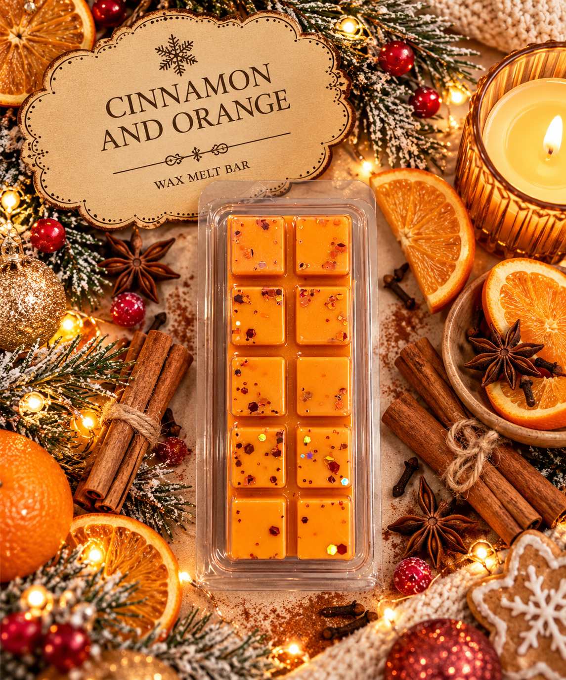 Cinnamon and Orange Wax Melt Bar | Strong Scented Soy Wax Melts UK