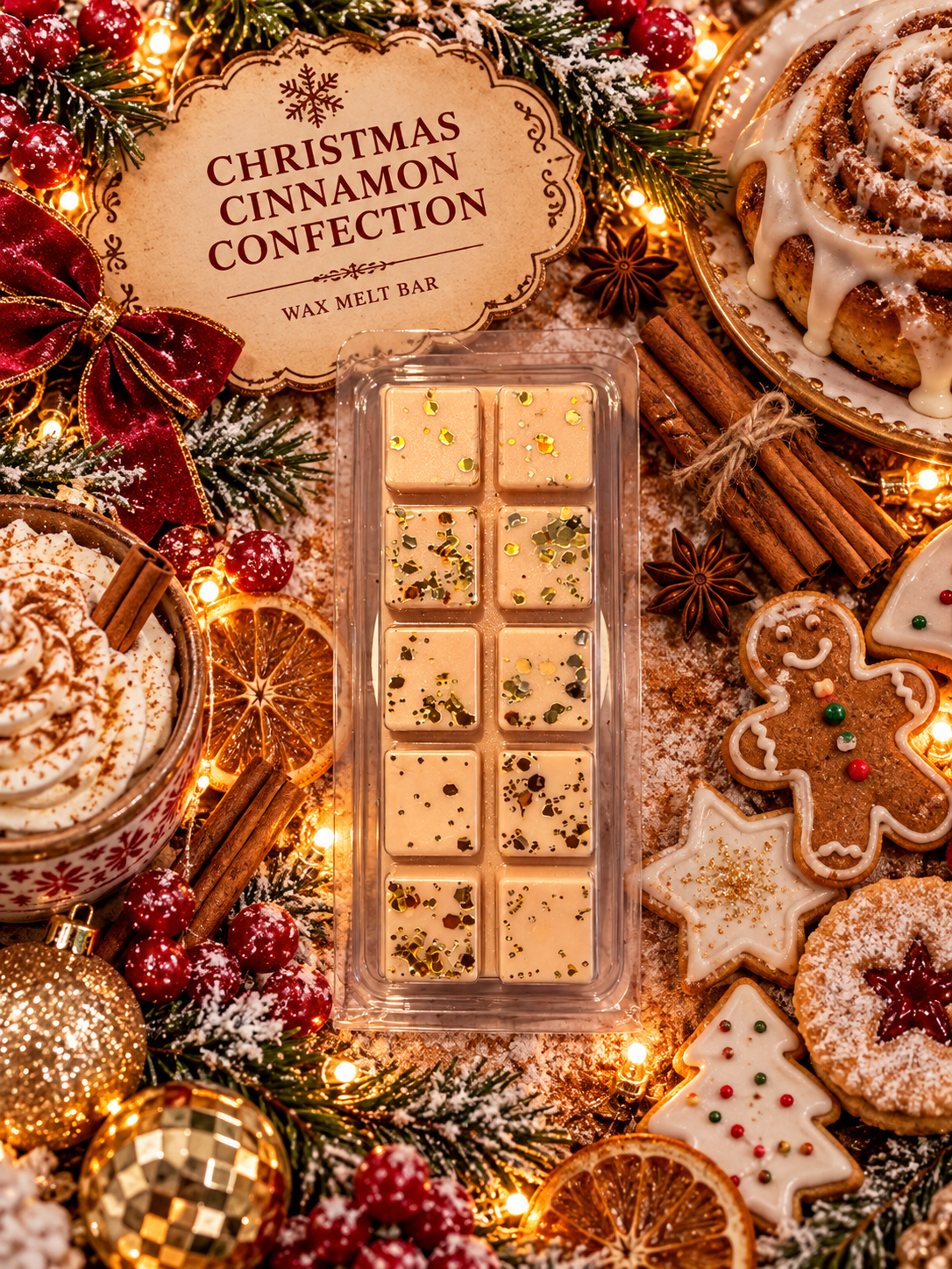 Christmas Cinnamon Confection Wax Melt Bar | Strong Scented Soy Wax Melts UK