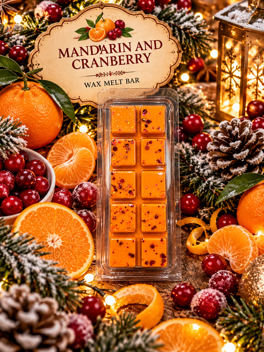 Mandarin and Cranberry Wax Melt Bar | Strong Scented Soy Wax Melts UK