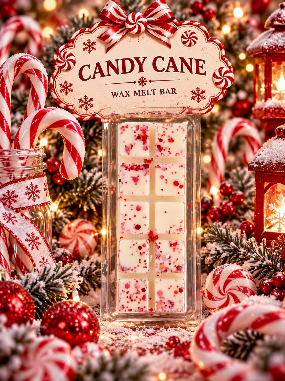 Candy Cane Wax Melt Bar | Strong Scented Soy Wax Melts UK