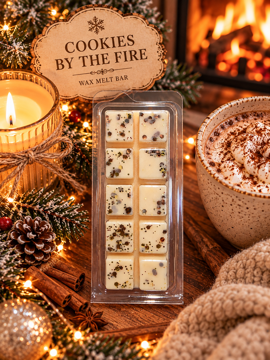 Cookies By The Fire Wax Melt Bar | Strong Scented Soy Wax Melts UK