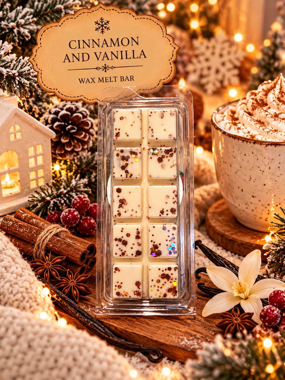 Cinnamon and Vanilla Wax Melt Bar | Strong Scented Soy Wax Melts UK