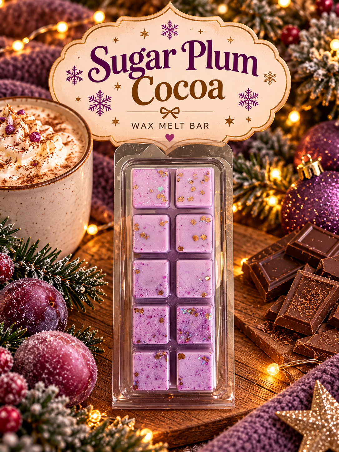 Sugar Plum Cocoa Wax Melt | Strong Scented Soy Wax Melts UK