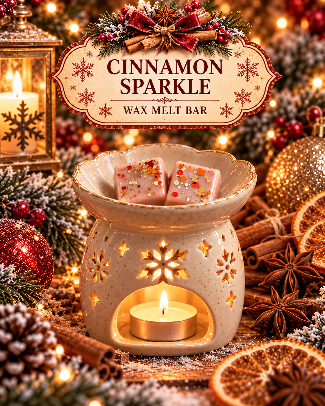 Cinnamon Sparkle Wax Melt Bar | Strong Scented Soy Wax Melts UK
