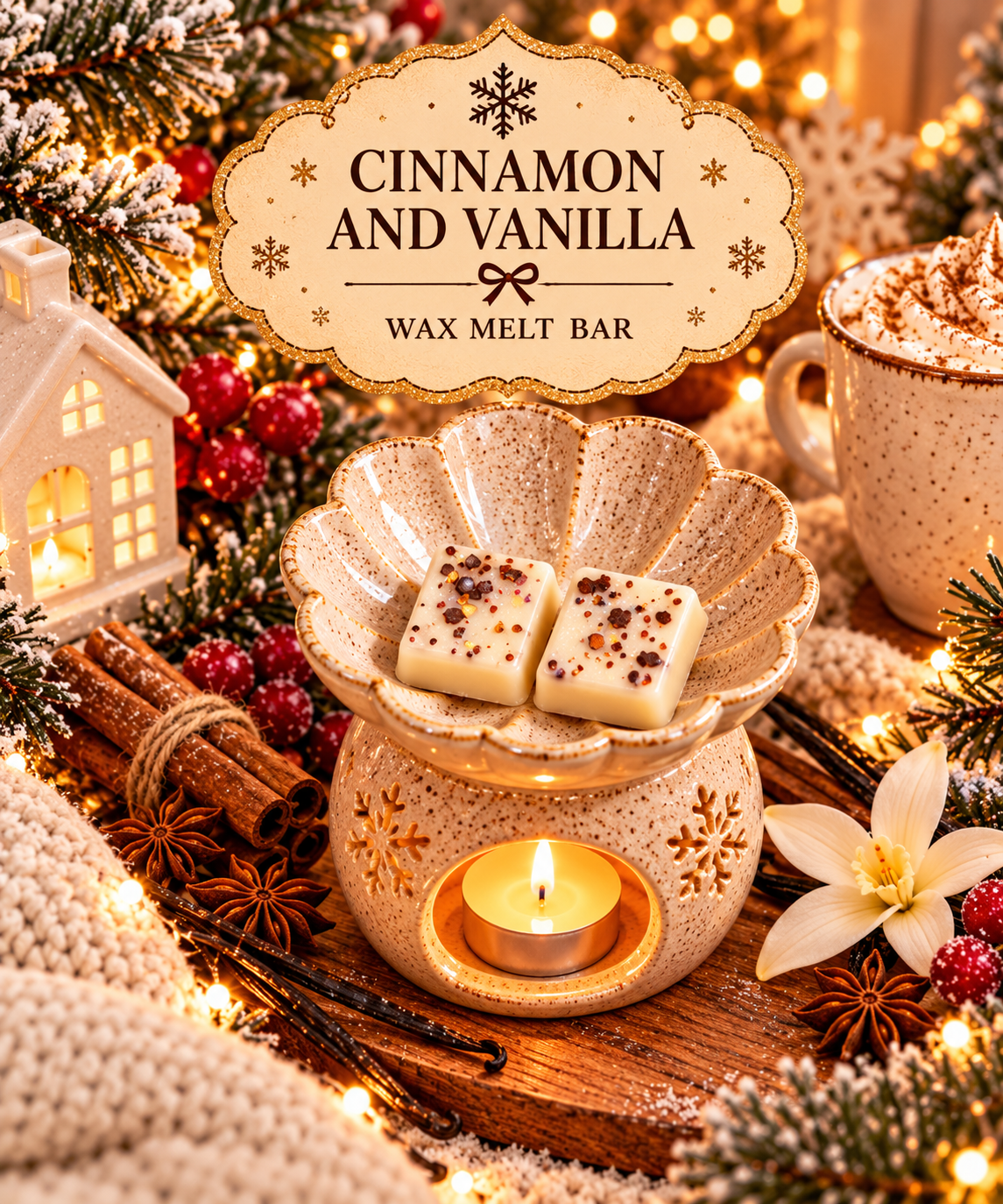 Cinnamon and Vanilla Wax Melt Bar | Strong Scented Soy Wax Melts UK