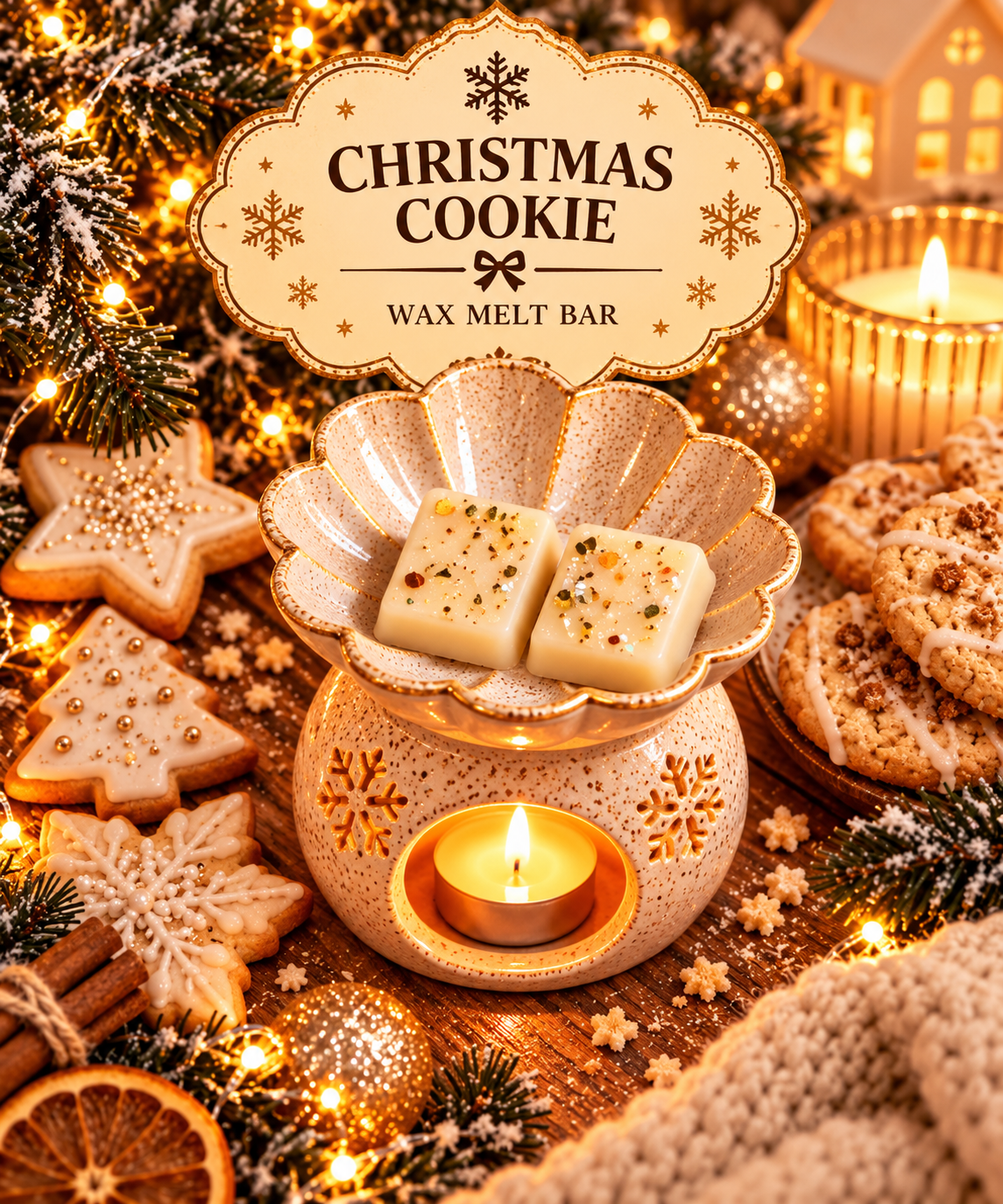 Christmas Cookie Wax Melt Bar | Strong Scented Soy Wax Melts UK