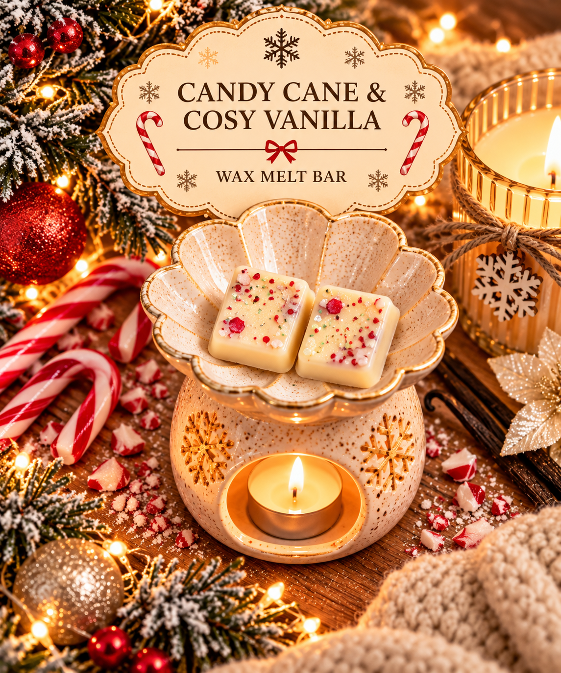 Candy Cane Wax Melt Bar | Strong Scented Soy Wax Melts UK
