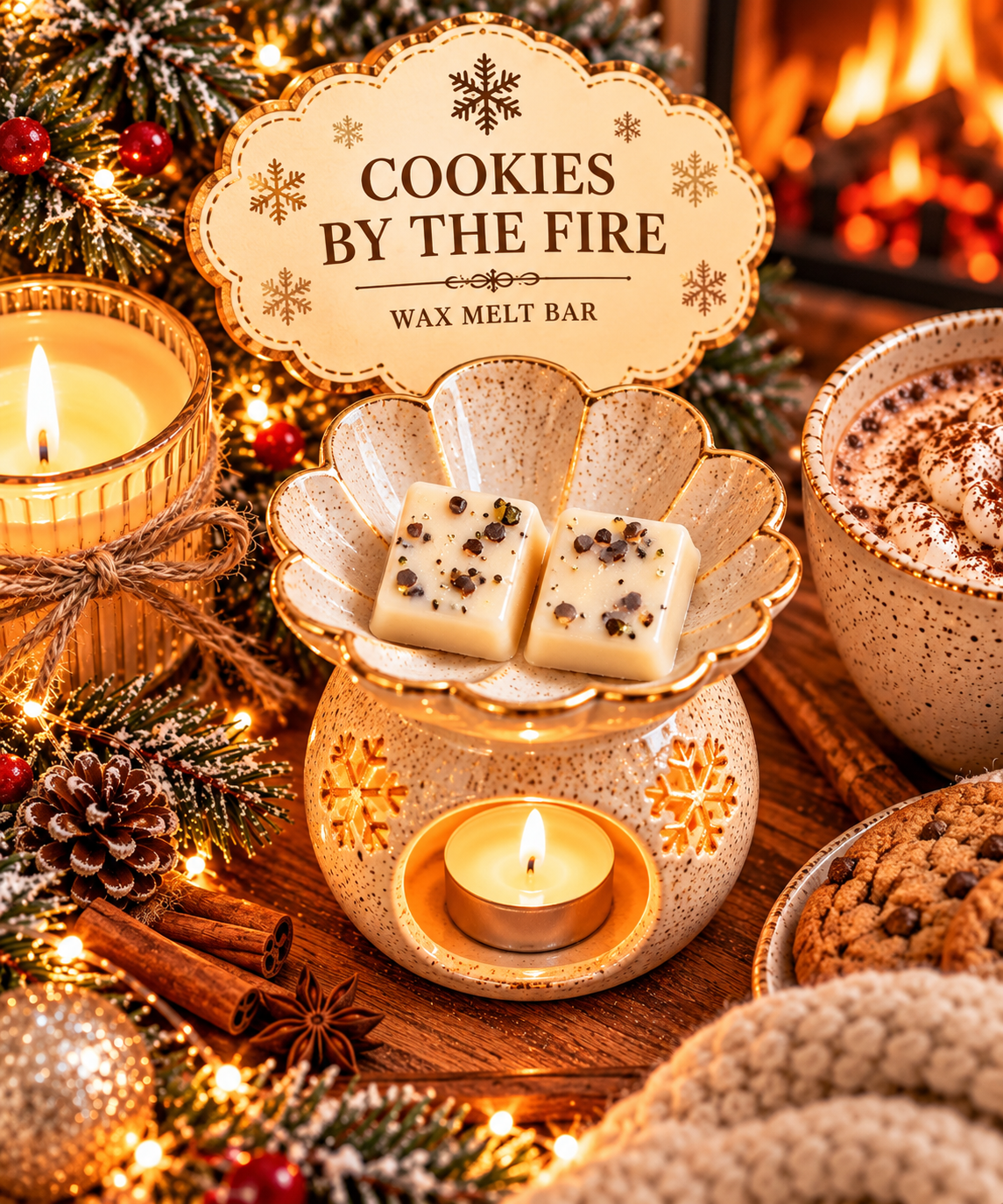 Cookies By The Fire Wax Melt Bar | Strong Scented Soy Wax Melts UK