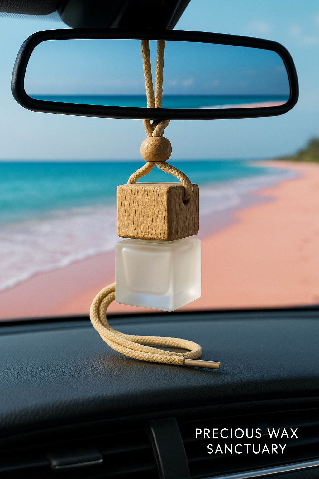 Pink Sands - Frosted Hanging Car Diffuser with Wooden Lid