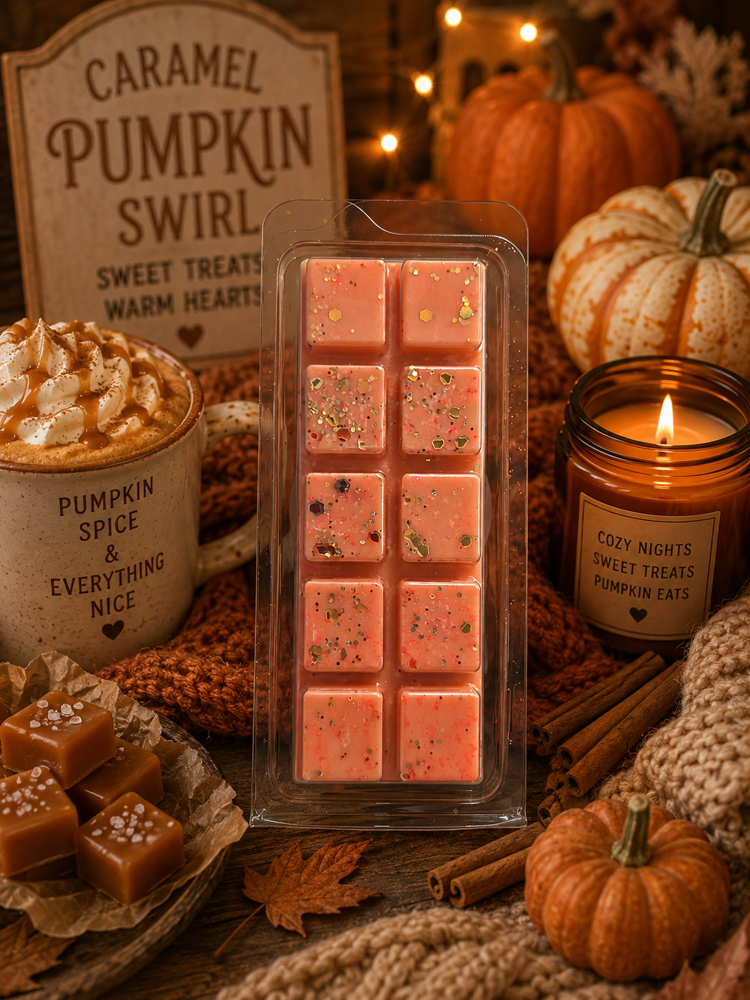 Caramel Pumpkin Swirl Wax Melt Bar | Strong Scented Soy Wax Melts UK