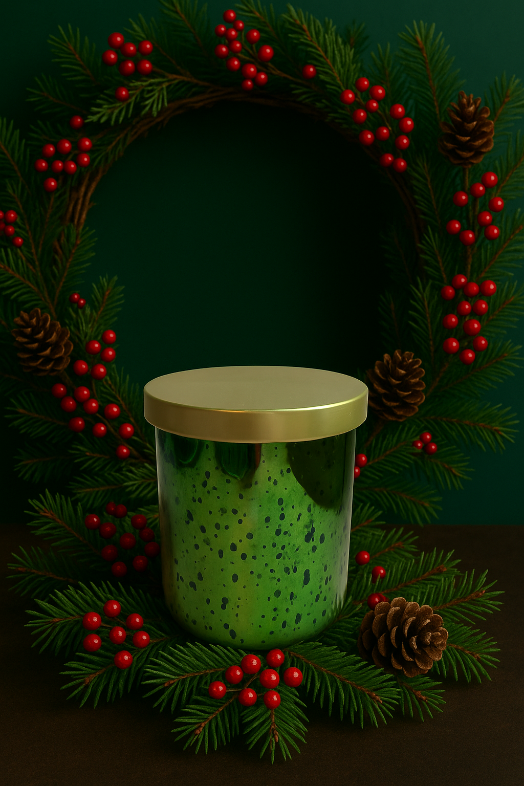 Christmas Cottage Wreath Candle