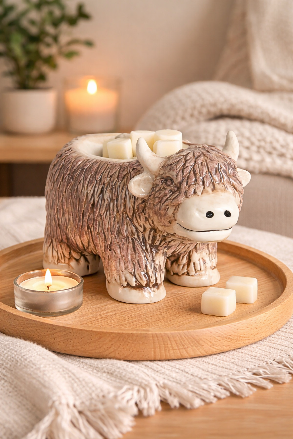 Tealight Wax Melter – Highland Cow Melter 19cm