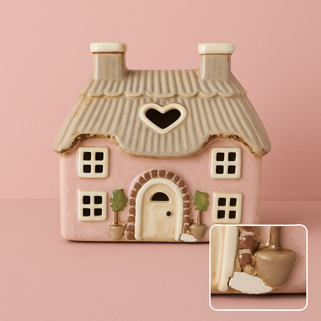 Pink Cottage Tealight Holder - DEFECT