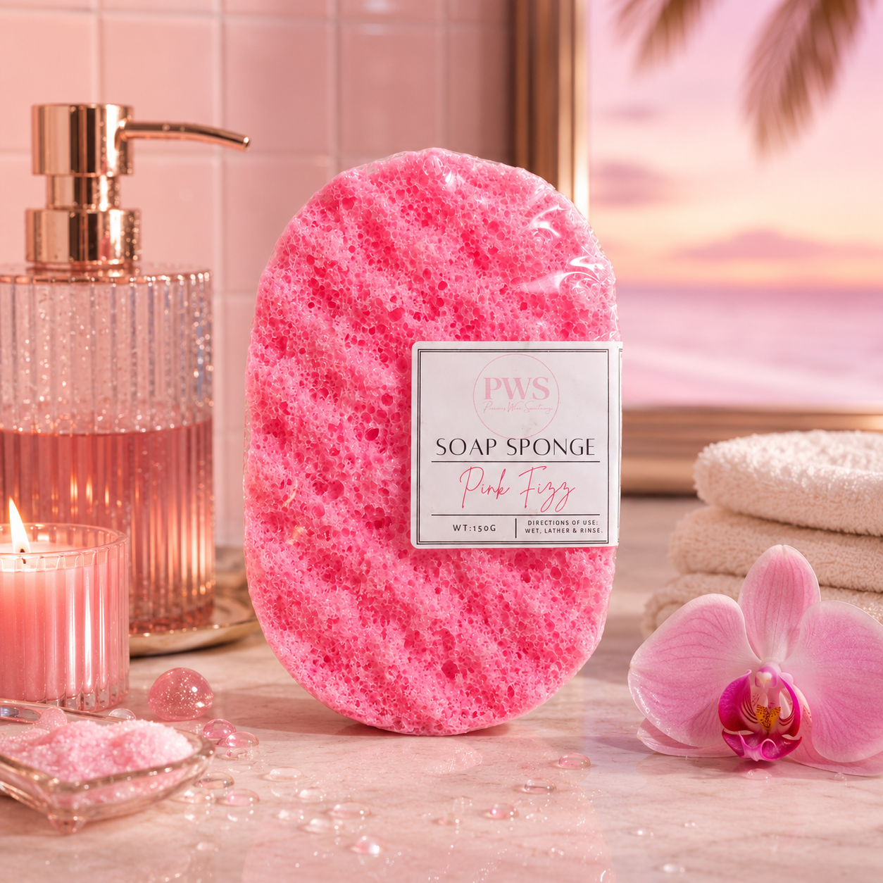 Pink Fizz Soap Sponge | Strawberry & Champagne Body Buffer