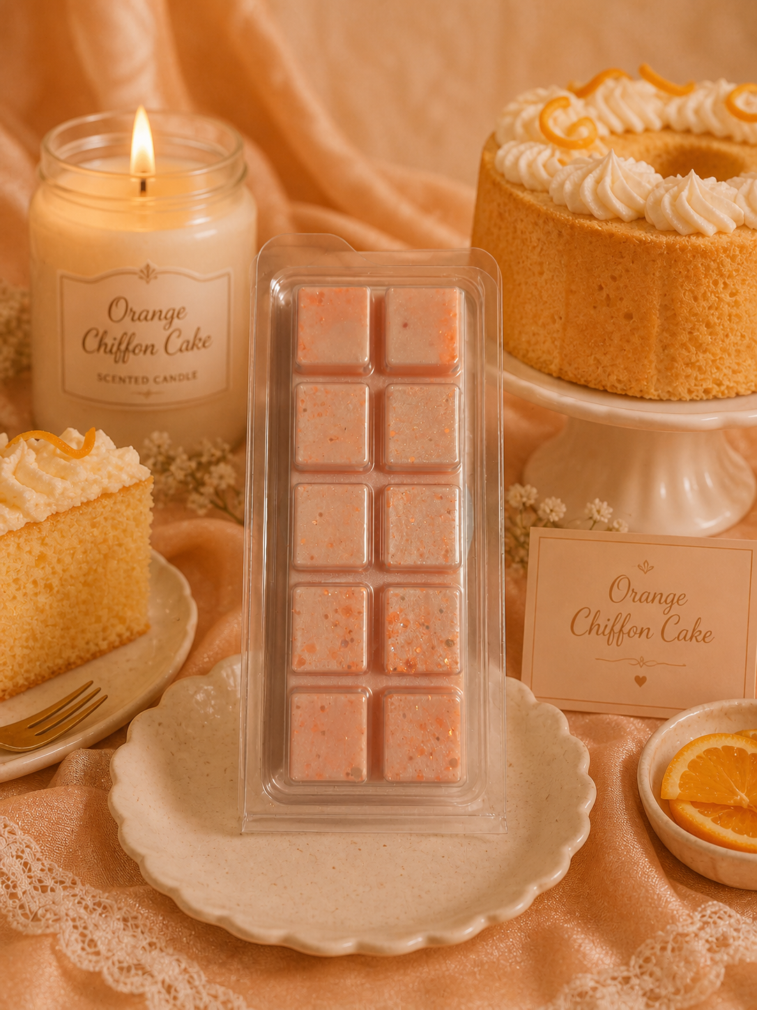 Orange Chiffon Cake Wax Melt | Strong Scented Soy Wax Melts UK