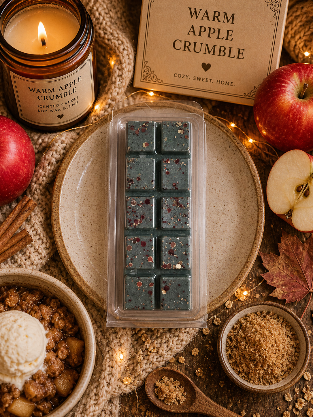 Warm Apple Crumble Wax Melt | Strong Scented Soy Wax Melts UK