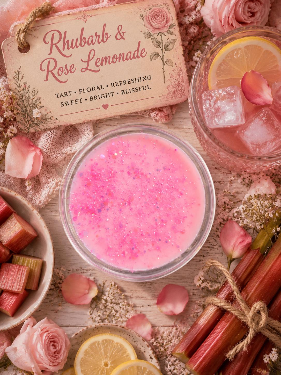 Rhubarb and Rose Lemonade Wax Melt Pot