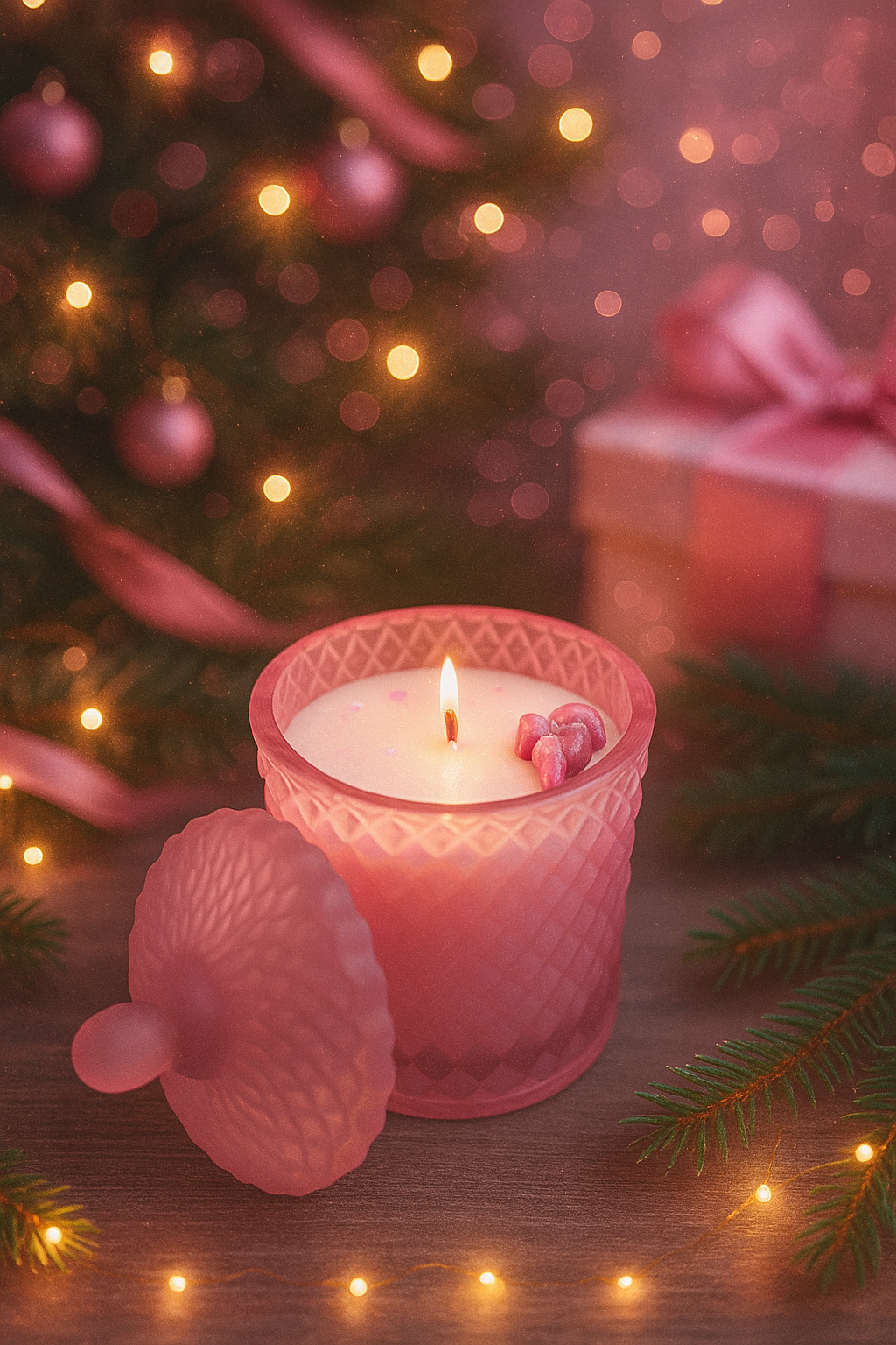 Sweet Ice Fairy Frosted Pink Decorative Candle