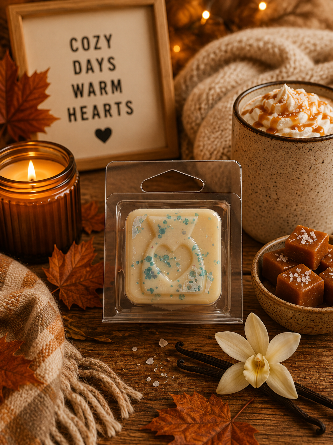 Cashmere Vanilla and Sea Salt Caramel Wax Melt Sample | Strong Scented Soy Wax Melts UK