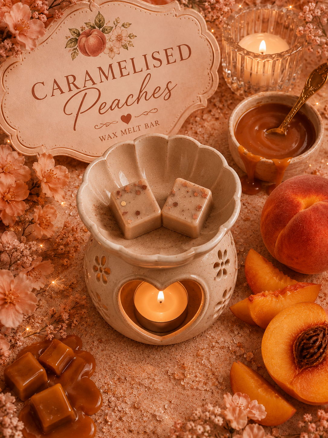 Caramelised Peaches Wax Melt | Strong Scented Soy Wax Melts UK