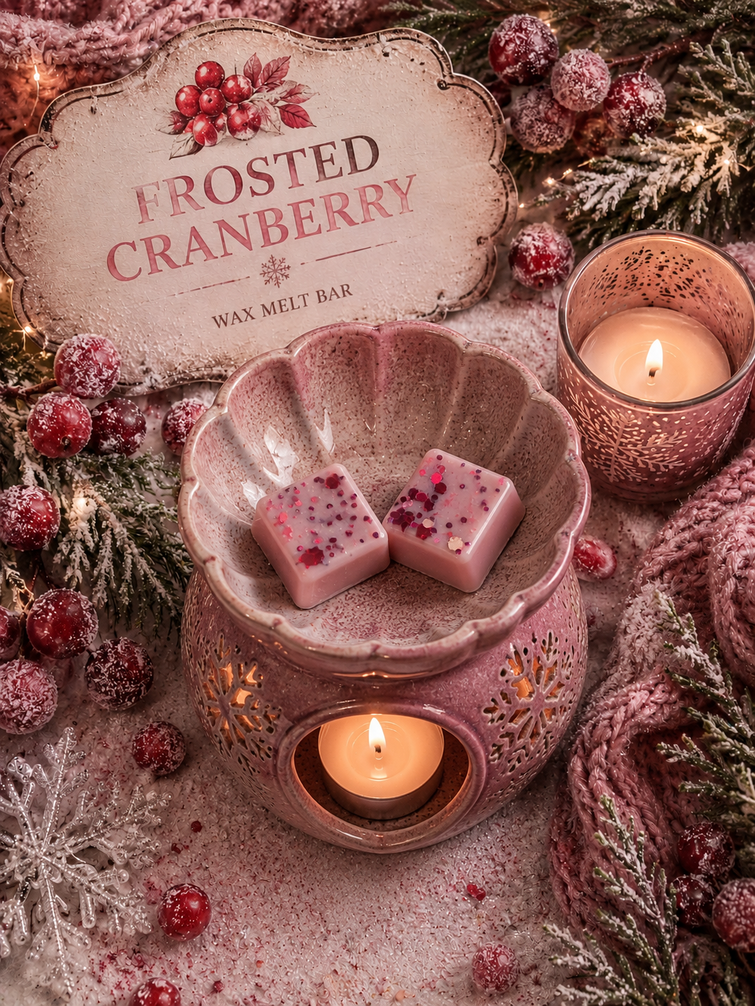 Frosted Cranberry Wax Melt | Strong Scented Soy Wax Melts UK