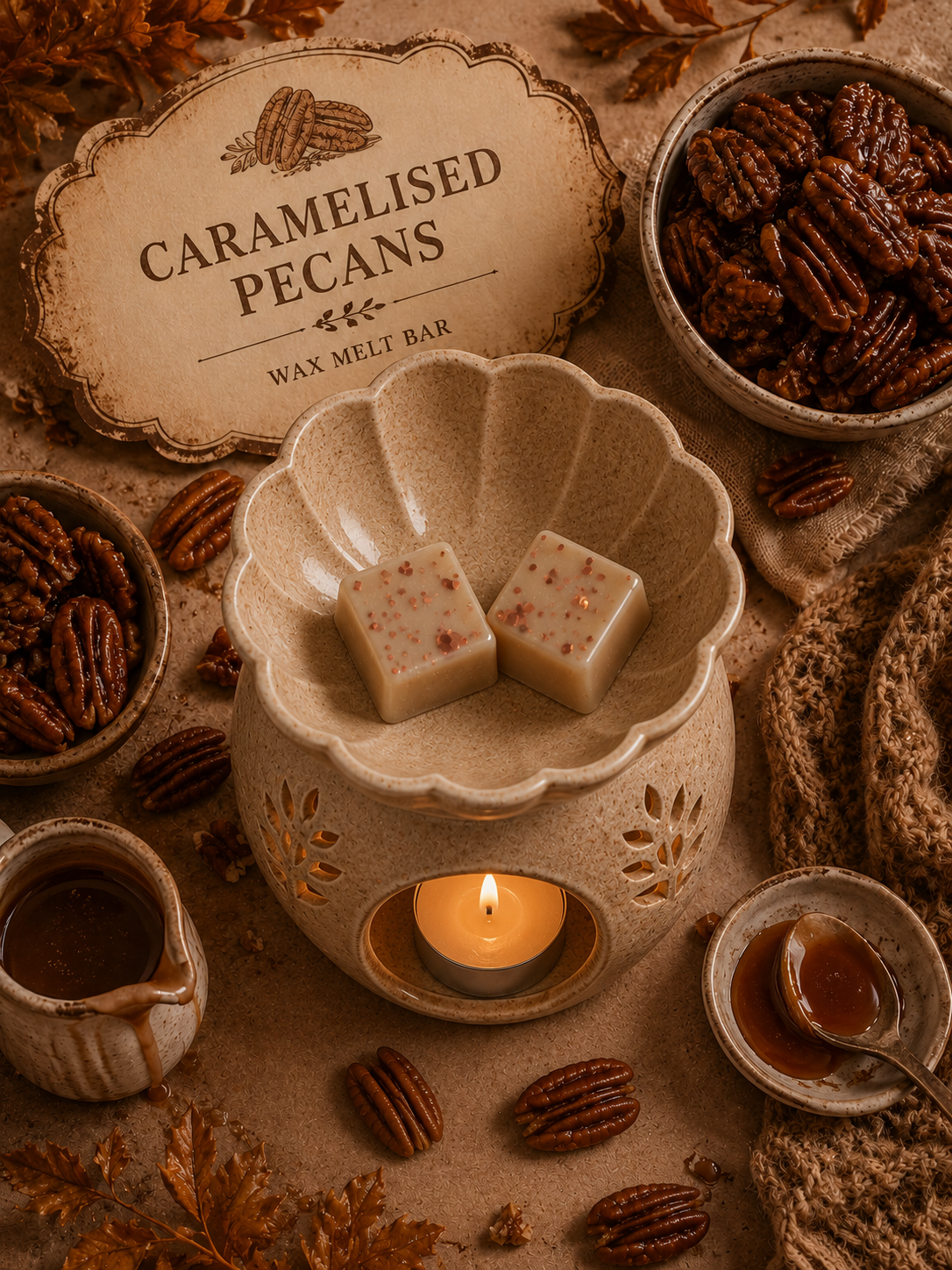 Caramelised Pecans Wax Melt | Strong Scented Soy Wax Melts UK