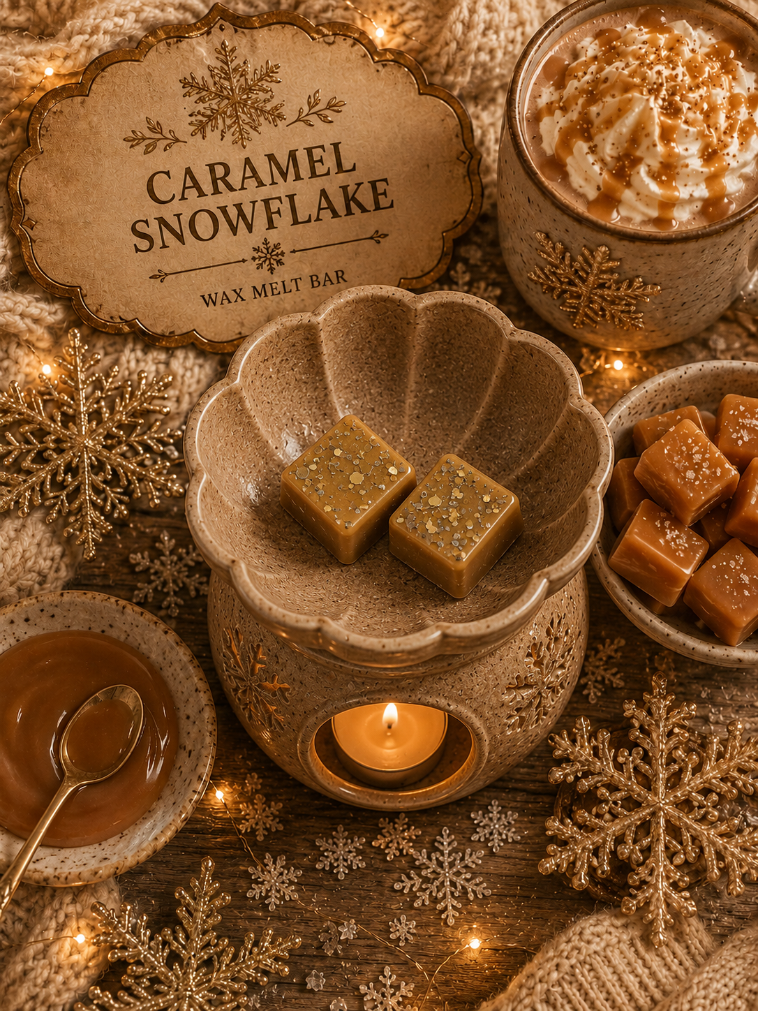 Caramel Snowflake Wax Melt | Strong Scented Soy Wax Melts UK