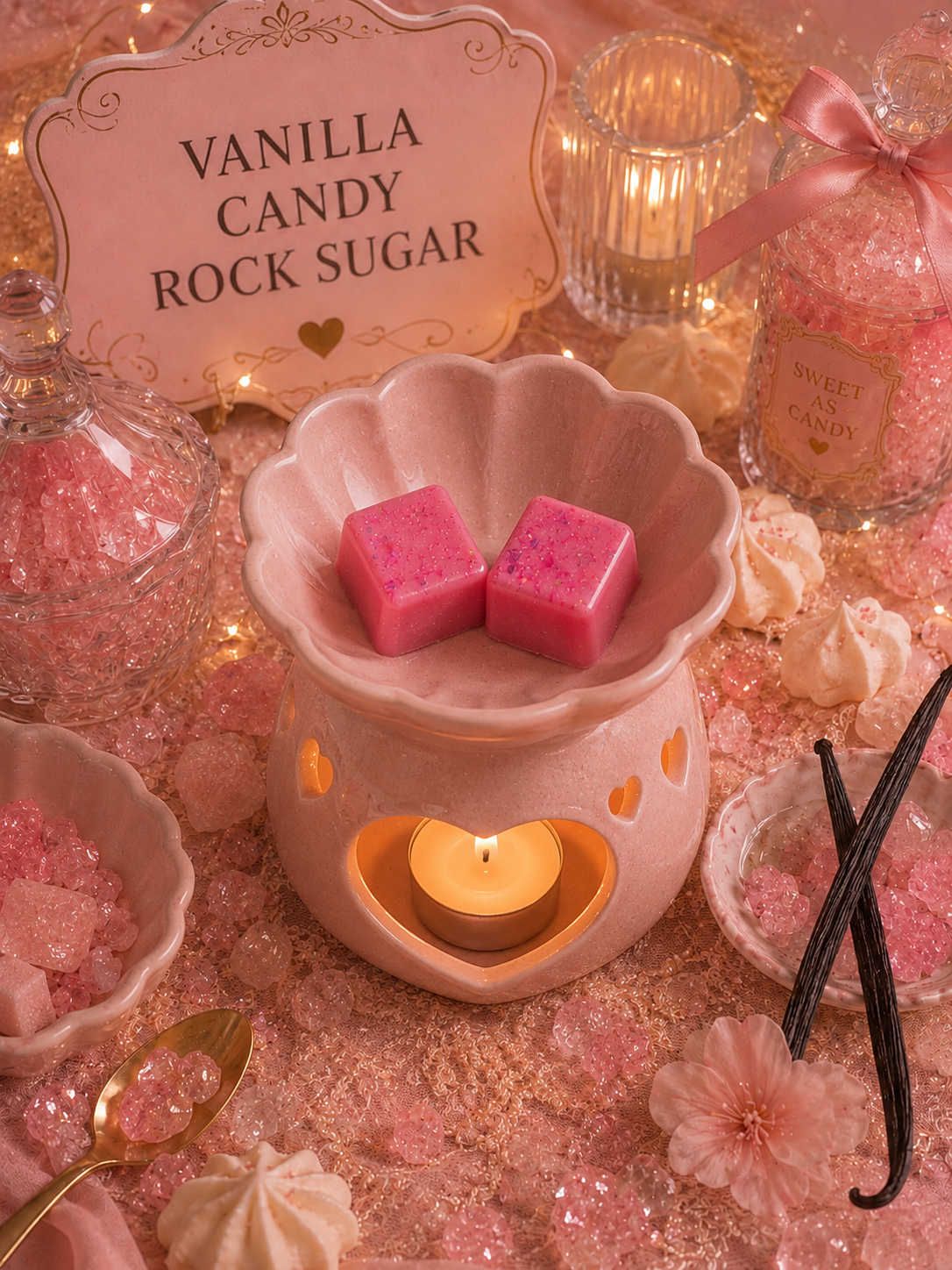 Vanilla Candy Rock Sugar Wax Melt | Strong Scented Soy Wax Melts UK