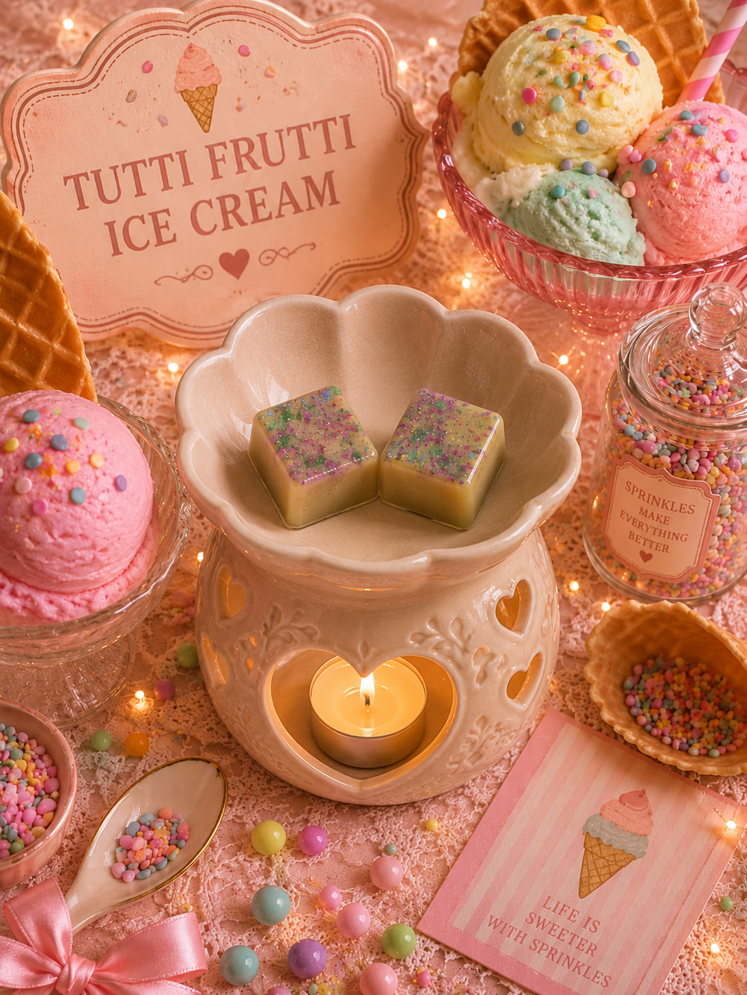 Tutti Frutti Ice Cream Wax Melt | Strong Scented Soy Wax Melts UK
