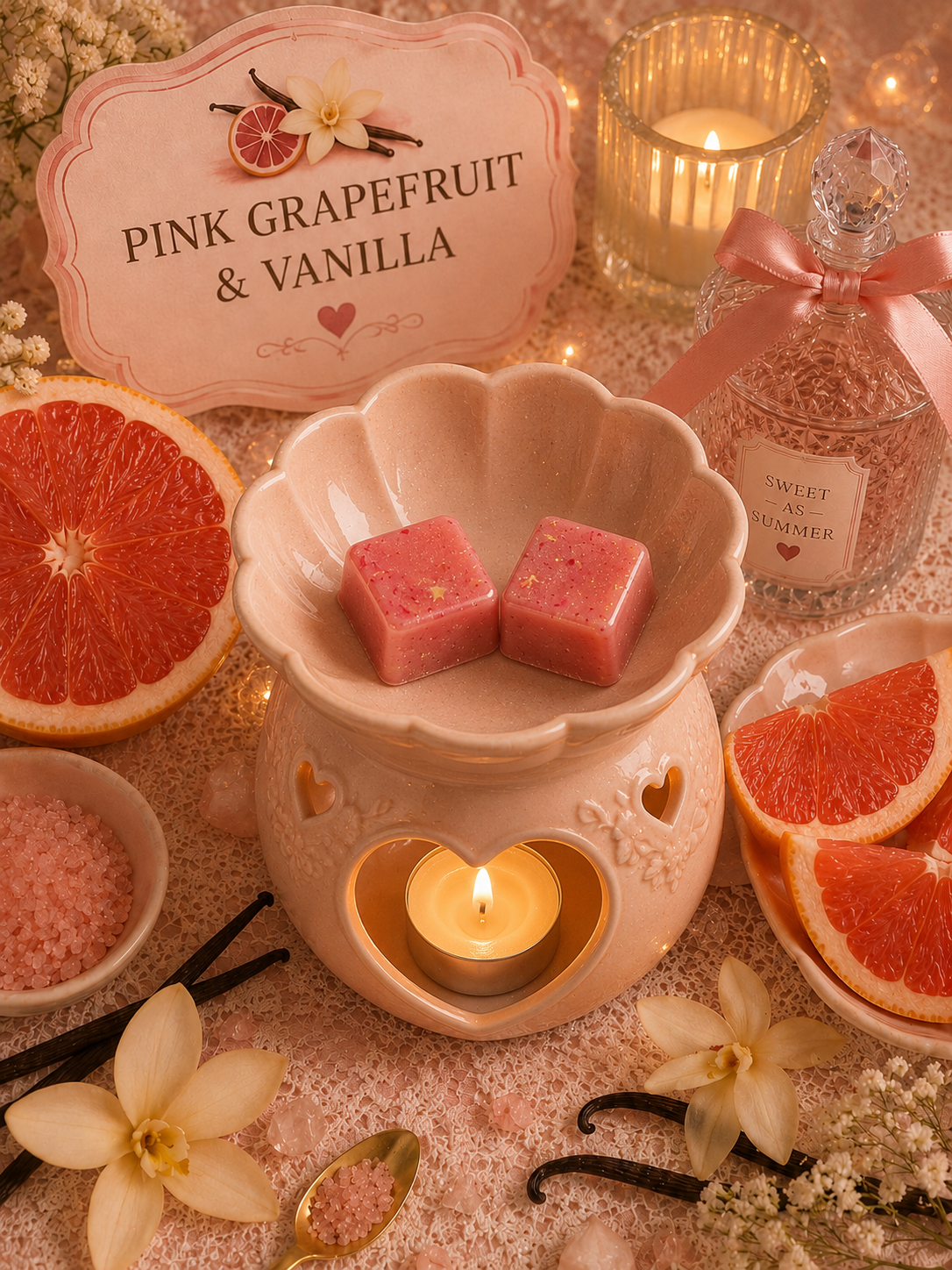 Pink Grapefruit & Vanilla Wax Melt | Strong Scented Soy Wax Melts UK