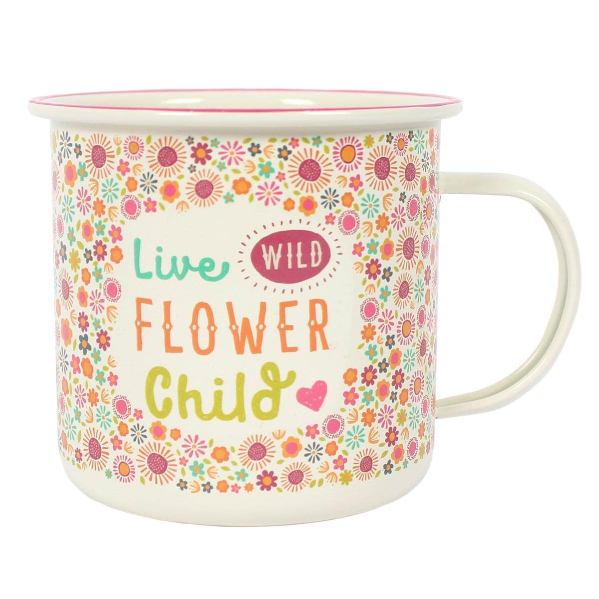 Live Wild Flower Child Enamel Mug - Precious Wax Sanctuary