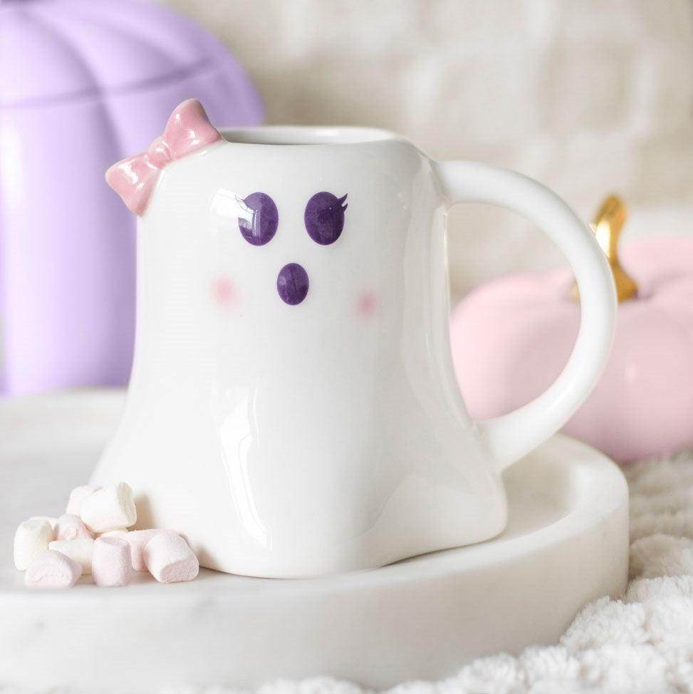 Miss Boo Ghost Shaped Mug With Bow - DEFECT - Precious Wax Sanctuary