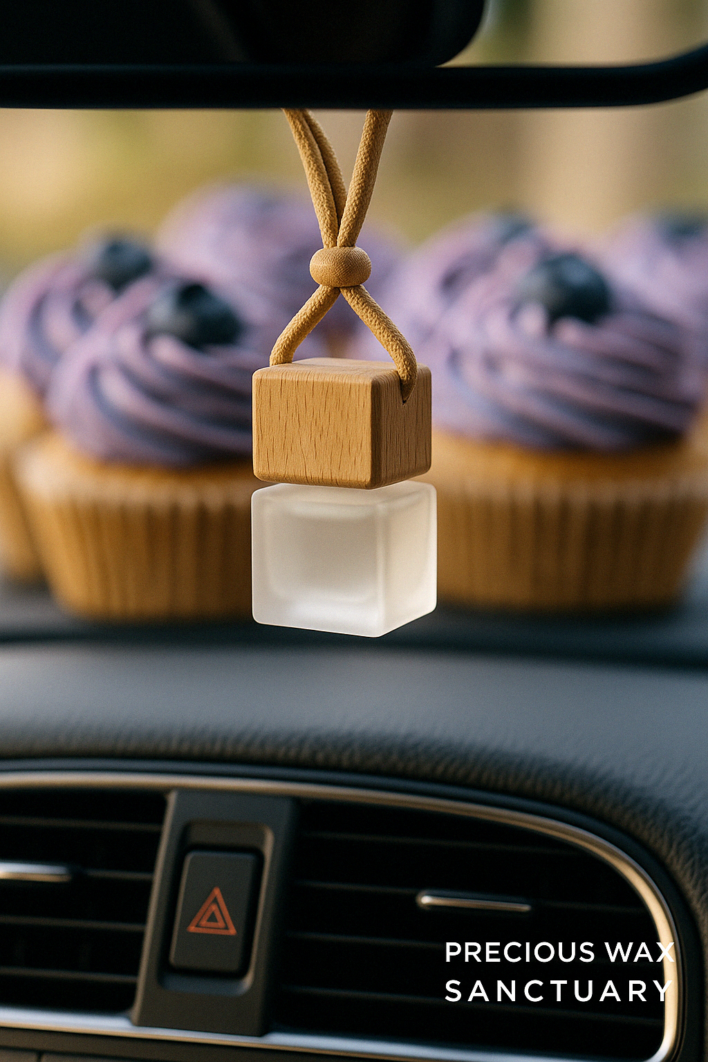 Blueberry Frosting - Frosted Hanging Car Diffuser with Wooden Lid