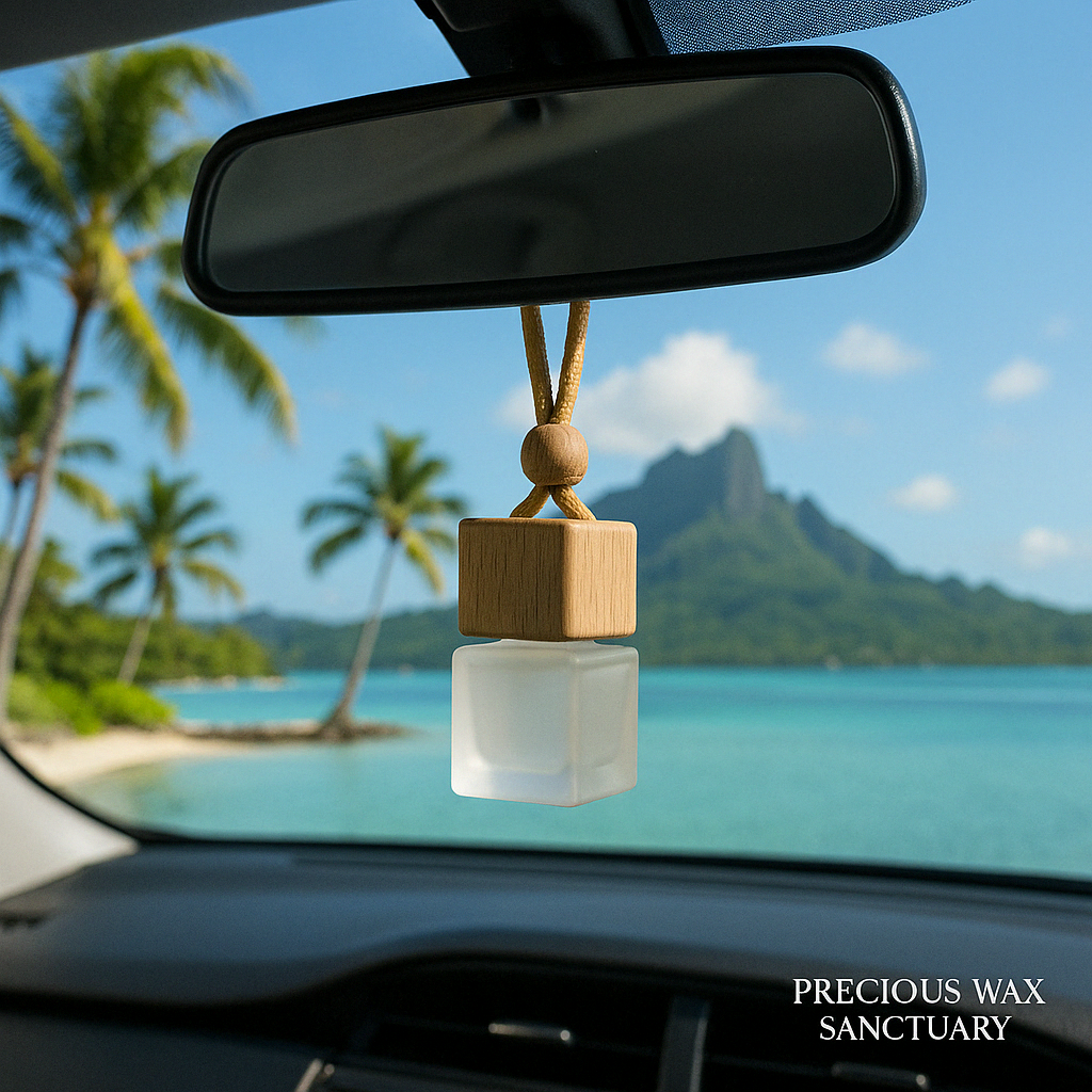 Bora Bora - Frosted Hanging Car Diffuser with Wooden Lid
