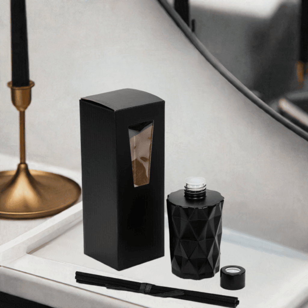 Matte Black Diamond Reed Diffuser Gift Set - CHOOSE YOUR SCENT - Precious Wax Sanctuary