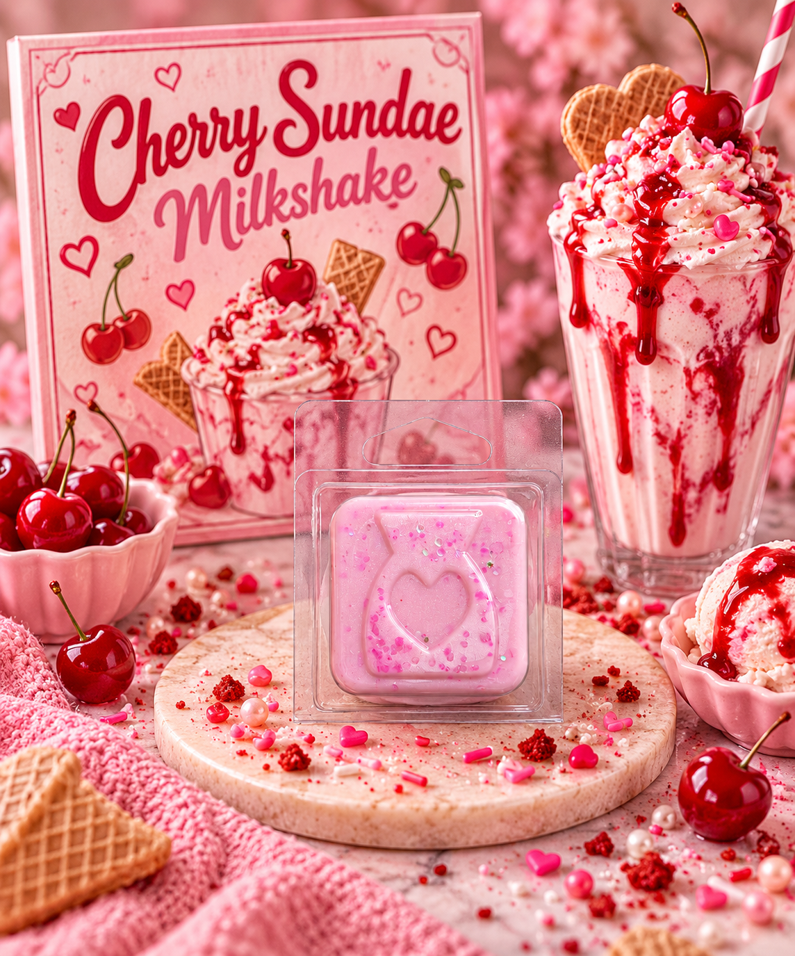 Cherry Sundae Milkshake Wax Melt Sample | Strong Scented Soy Wax Melts UK