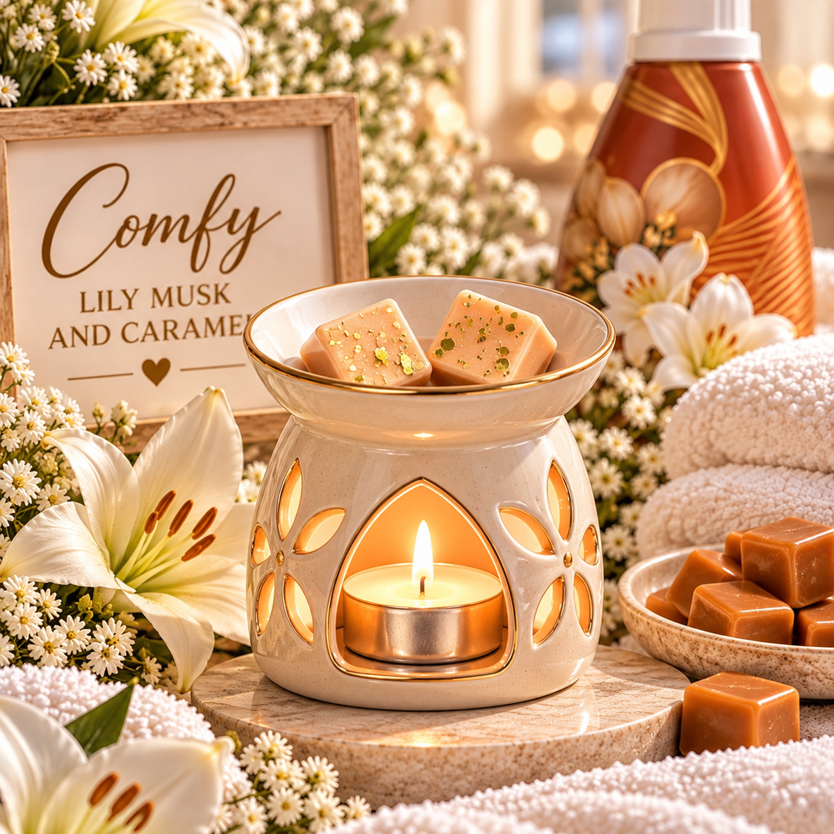 Comfy Lily Musk & Caramel Wax Melt Bar | Strong Scented Soy Wax Melts UK