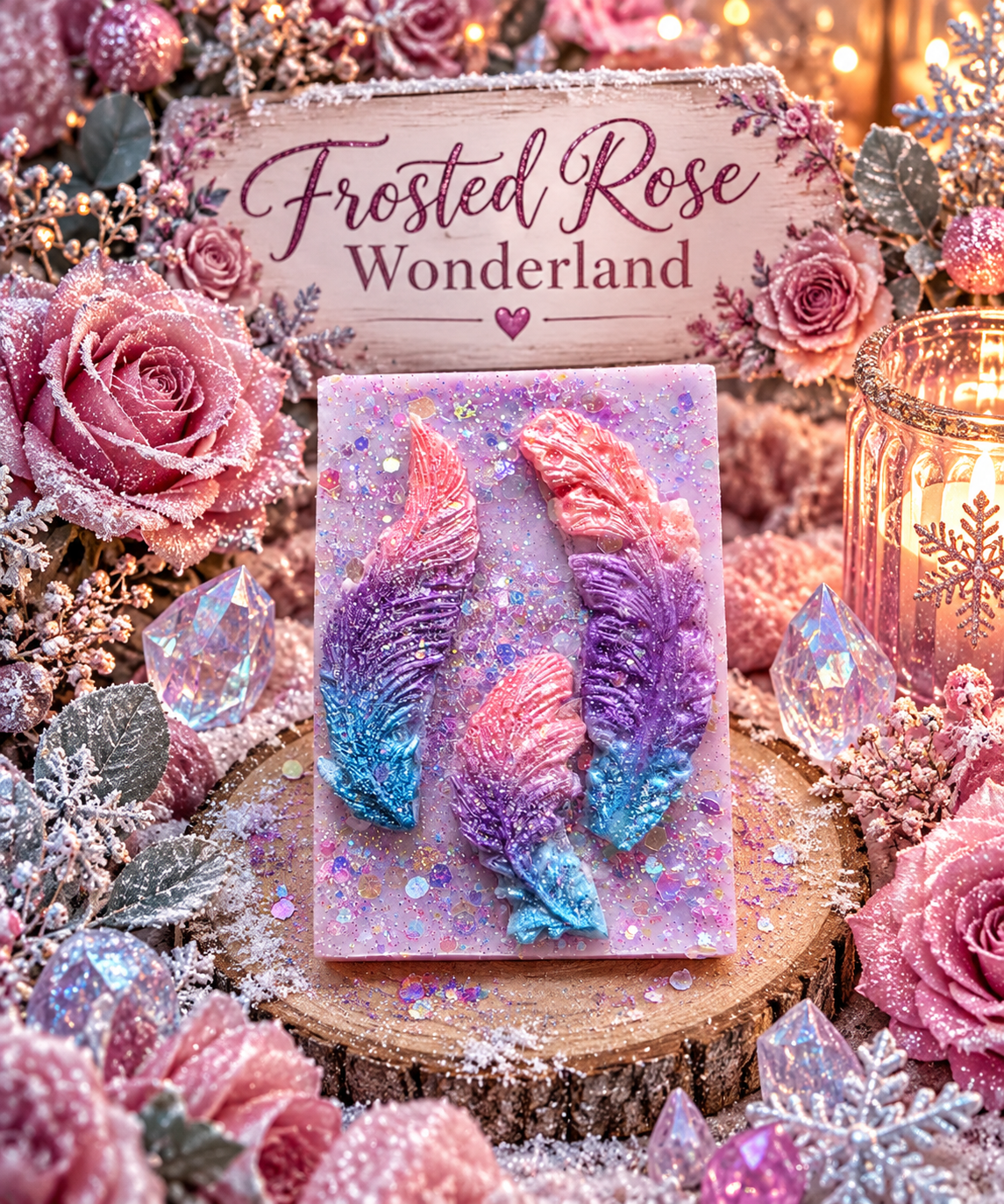 Frosted Rose Wonderland Wax Melt Shape | Strong Scented Soy Wax Melts UK