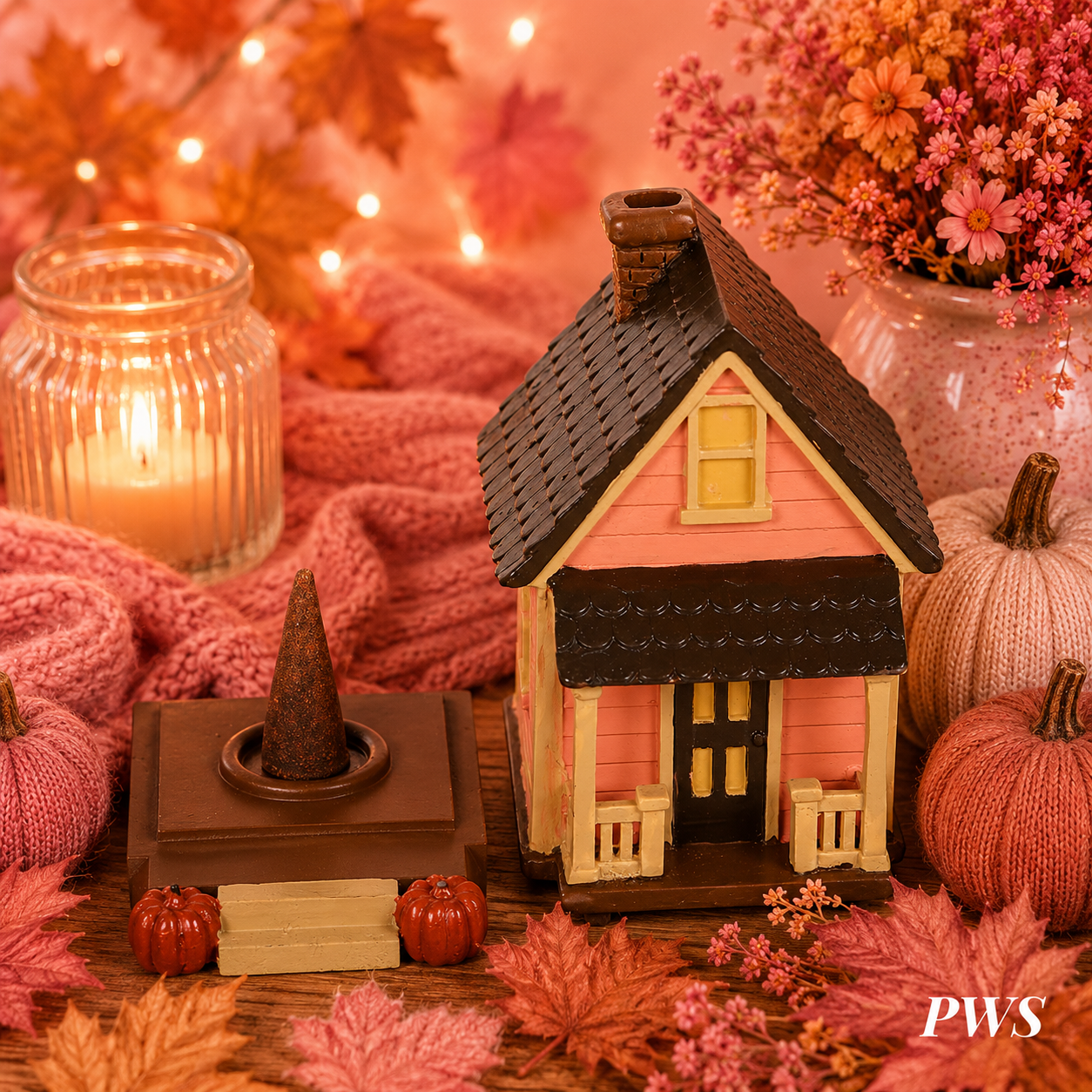 Pink Pumpkin House Incense Cone Burner
