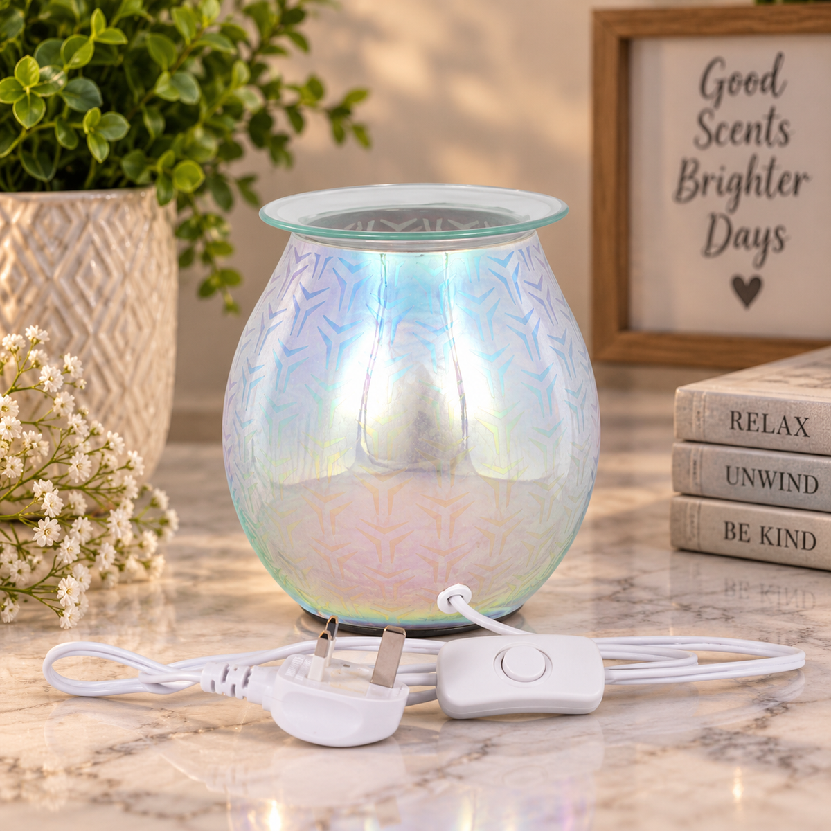 3D Geometric Light Up Electric Oil Burner – UK 3-Pin Plug