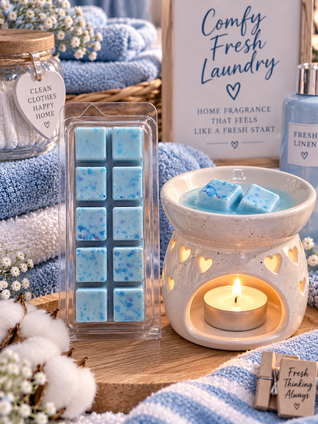 Comfy Blue Wax Melt Bar | Strong Scented Soy Wax Melts UK
