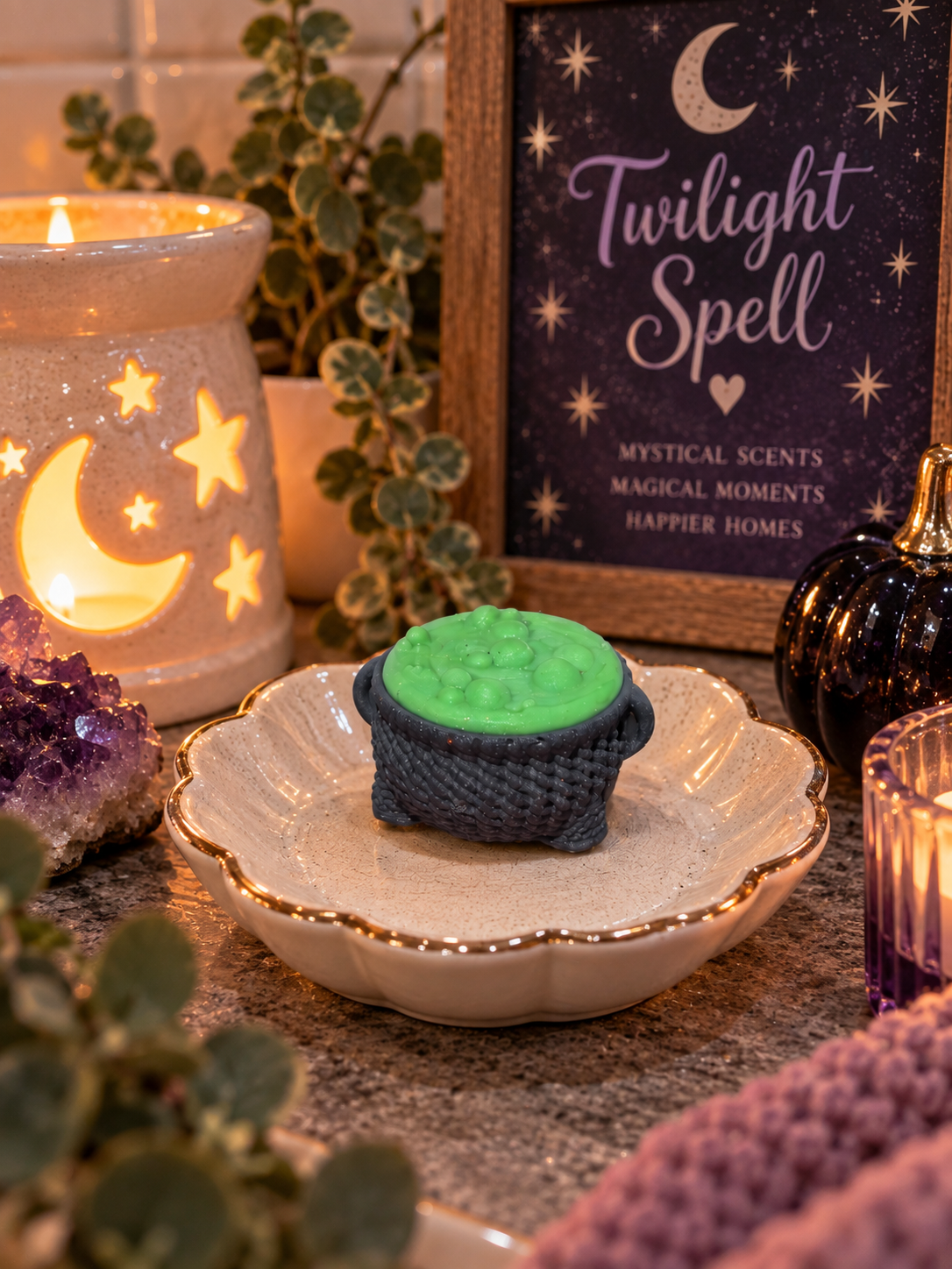 Twilight Spell Knitted Cauldron Wax Melt Shape