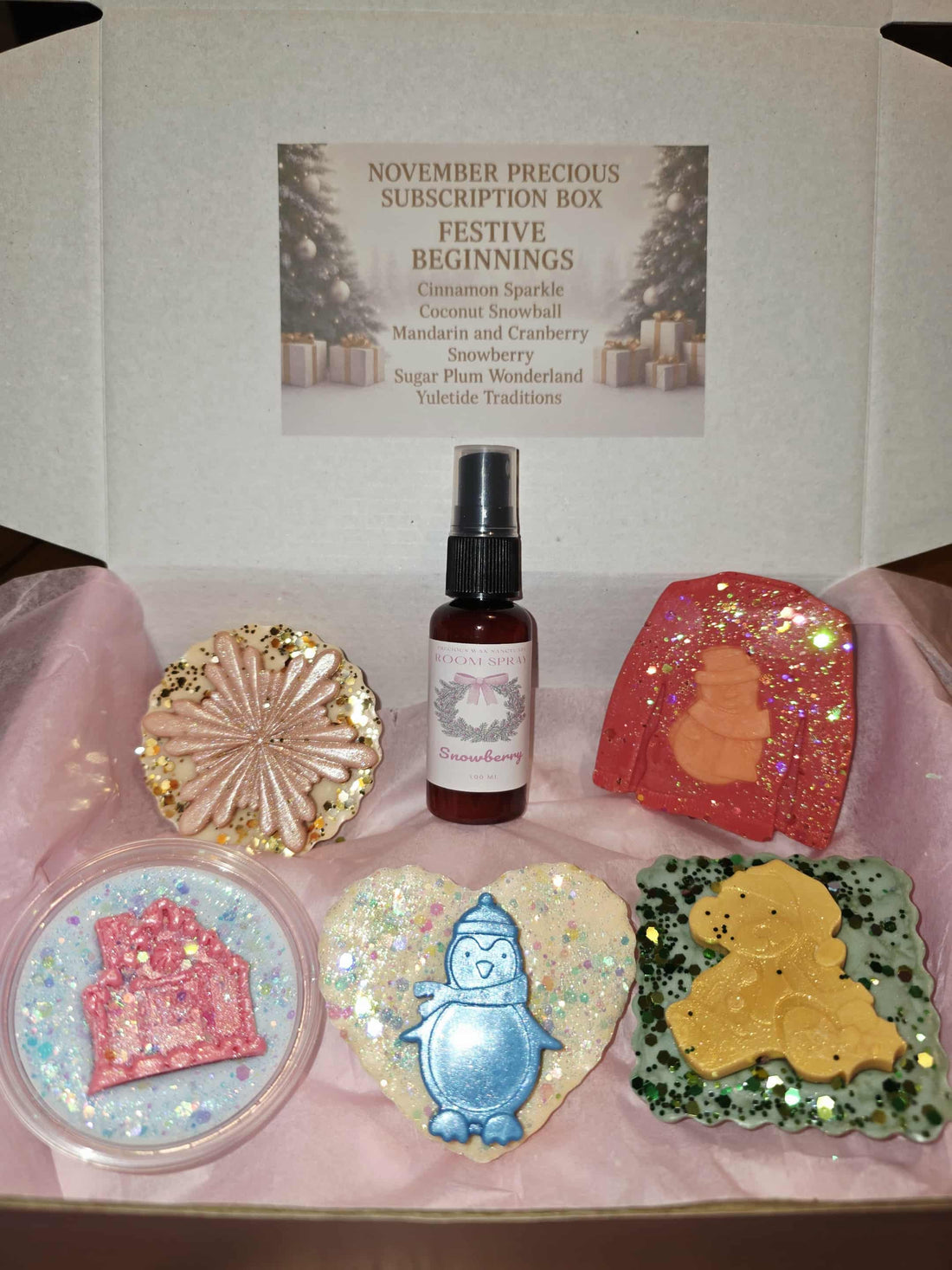 A festive holiday fragrance collection with cinnamon, chocolate, berries, plum, vanilla, and warm spices—evoking cozy, joyful seasonal cheer.