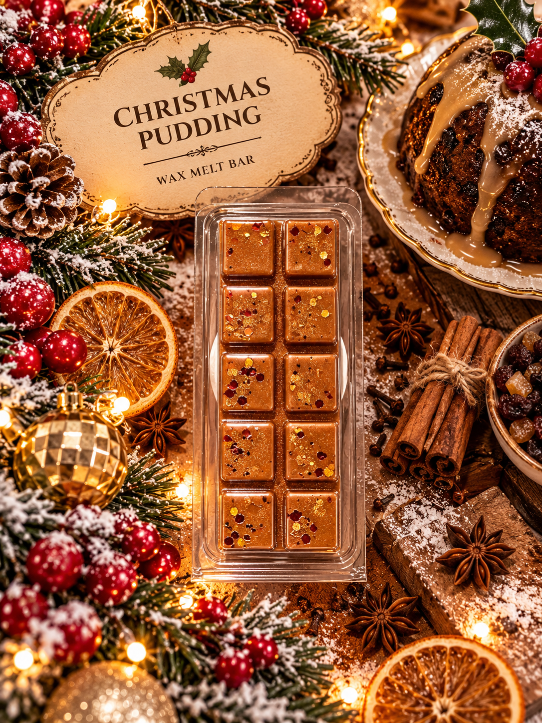 Christmas Pudding Wax Melt Bar | Strong Scented Soy Wax Melts UK