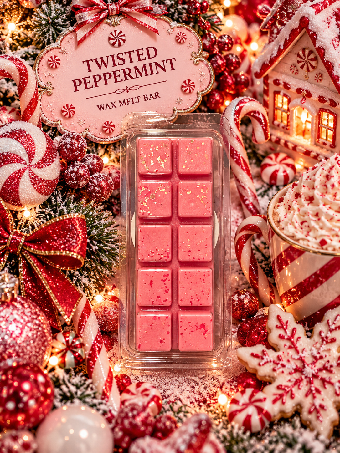 Twisted Peppermint Wax Melt Bar | Strong Scented Soy Wax Melts UK