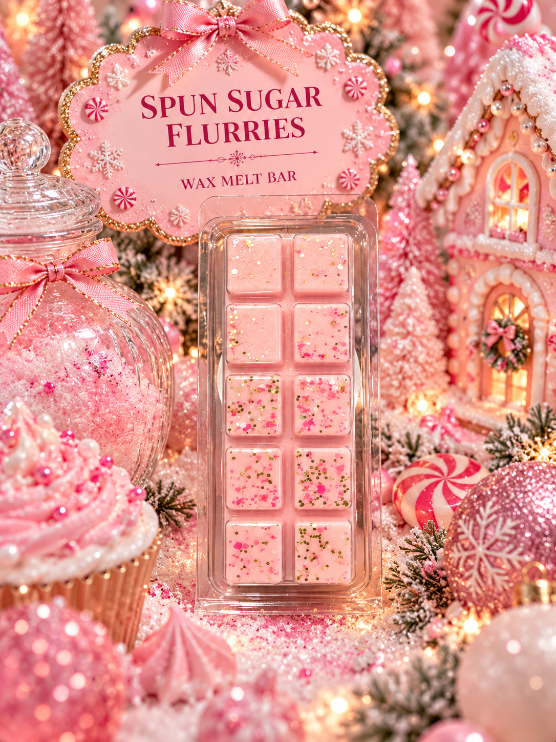 Spun Sugar Flurries Wax Melt Bar | Strong Scented Soy Wax Melts UK
