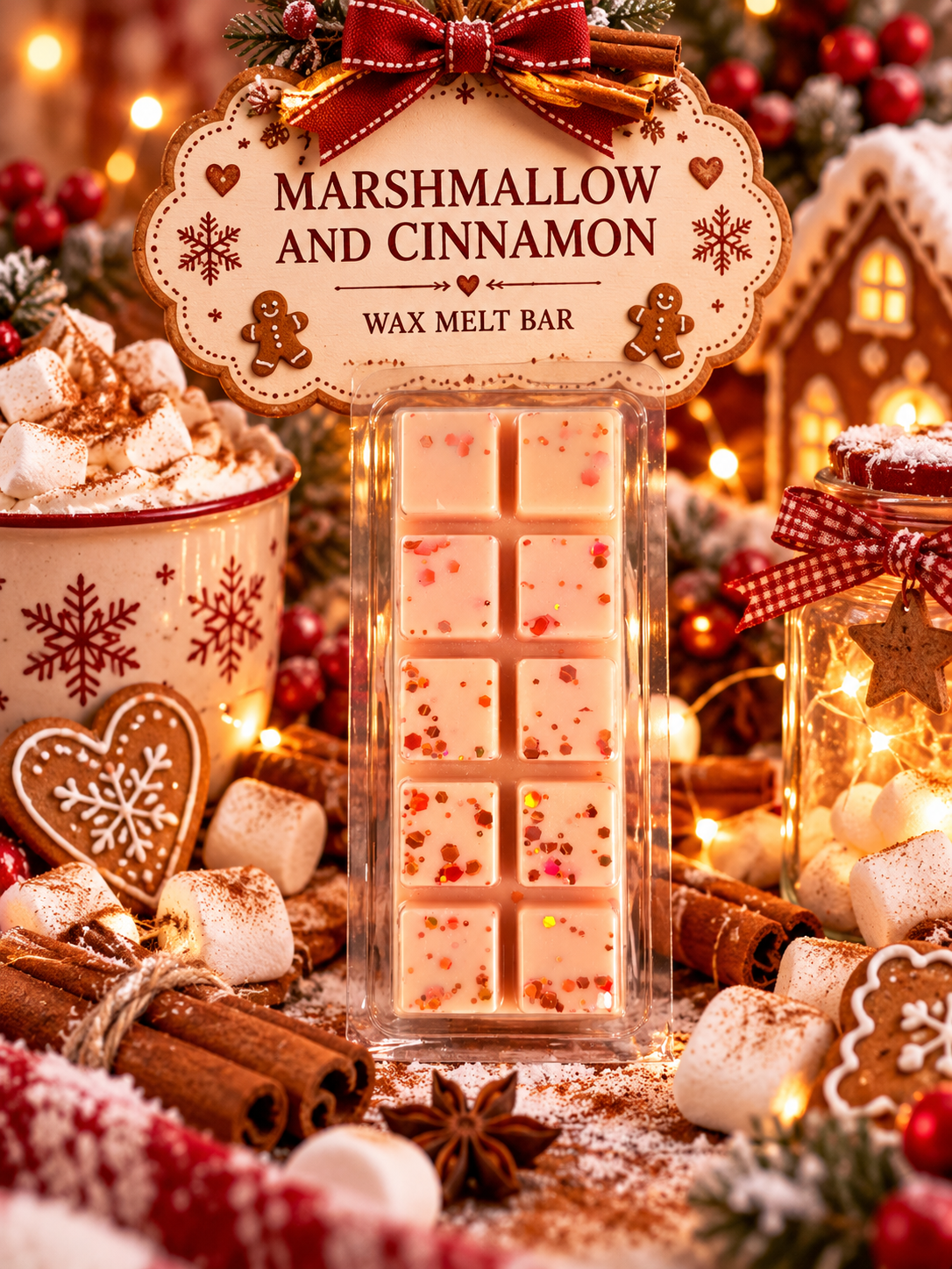 Marshmallow and Cinnamon Wax Melt Bar | Strong Scented Soy Wax Melts UK