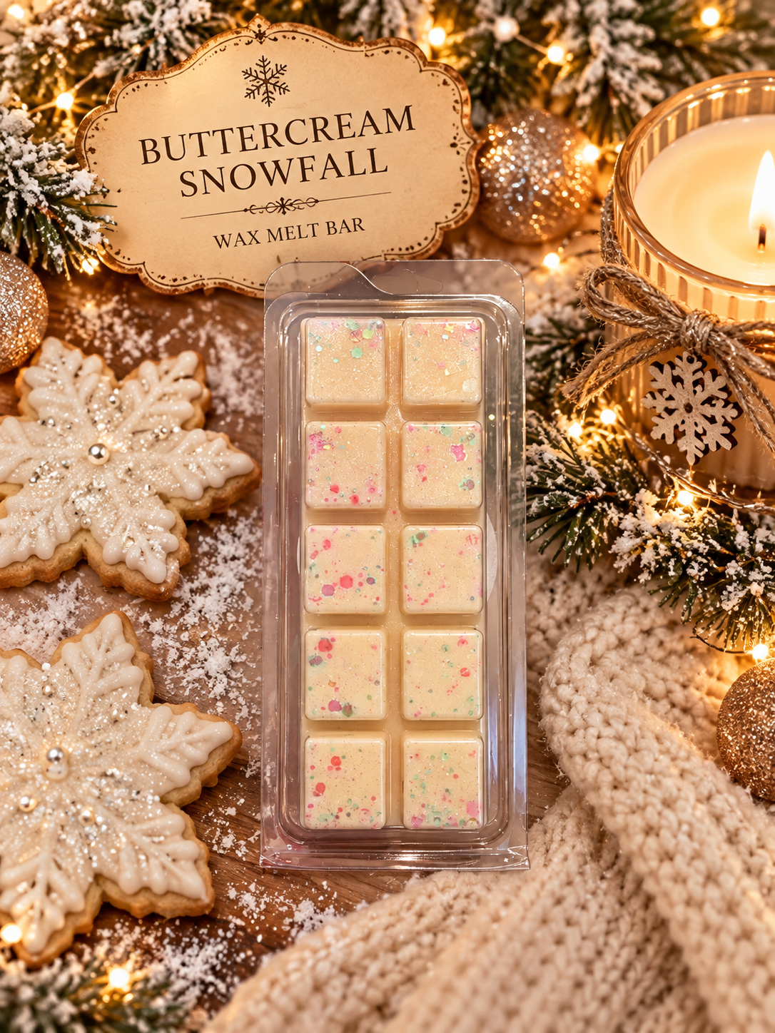 Buttercream Snowfall Wax Melt Bar | Strong Scented Soy Wax Melts UK