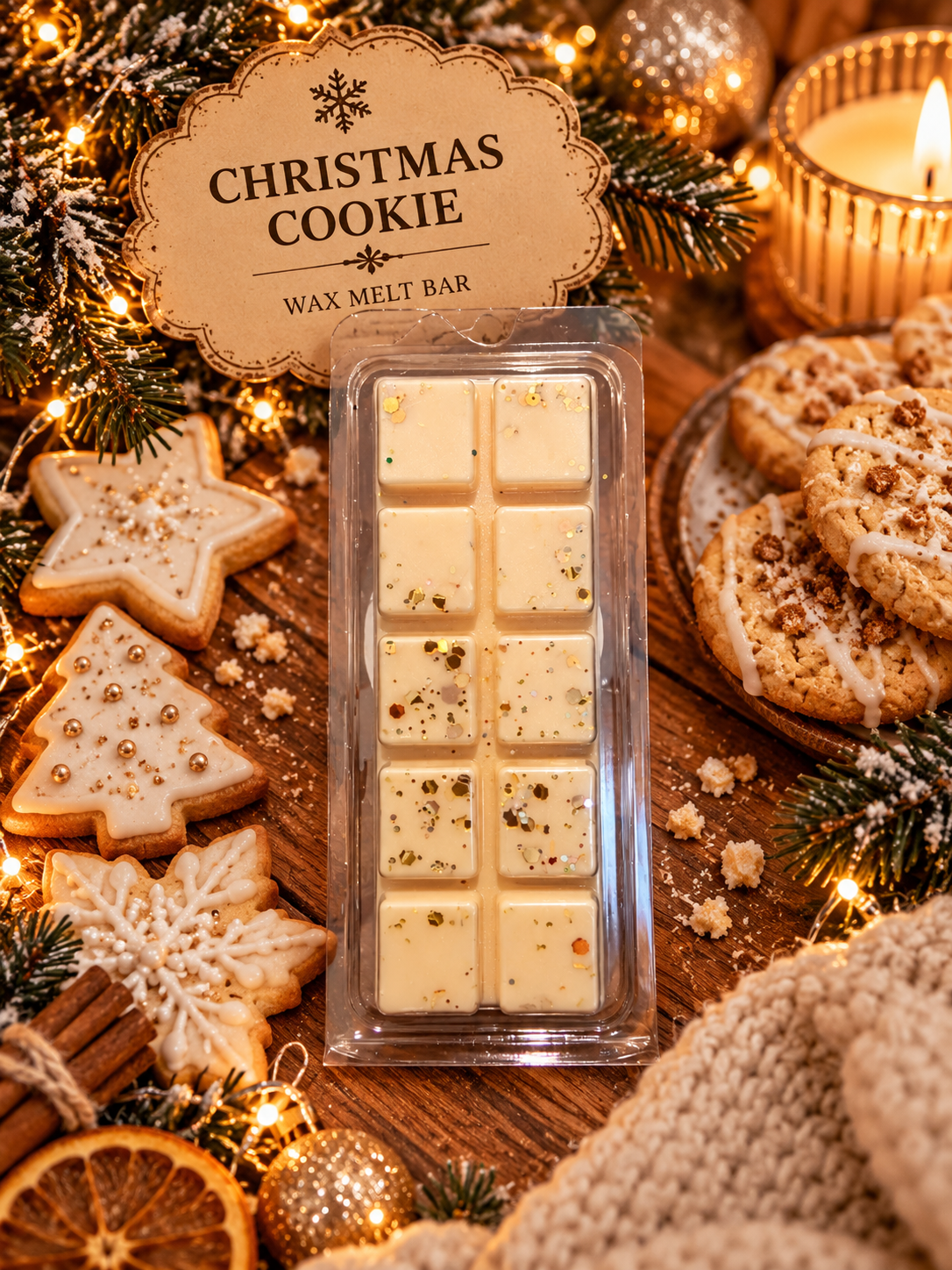 Christmas Cookie Wax Melt Bar | Strong Scented Soy Wax Melts UK