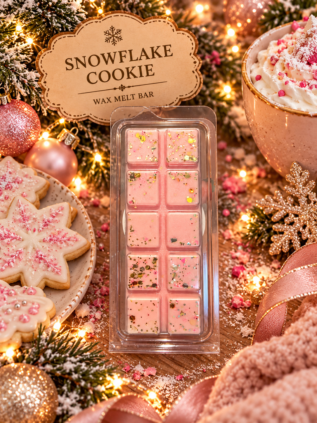 Snowflake Cookie Wax Melt Bar | Strong Scented Soy Wax Melts UK
